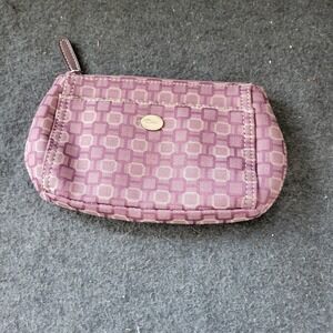 Nine West Cosmetic Makeup Bag Pink Geometric Zip Pouch ID Window Travel Case
